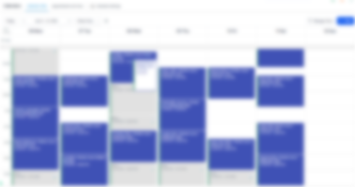 The client’s calendar — one week, fully booked.